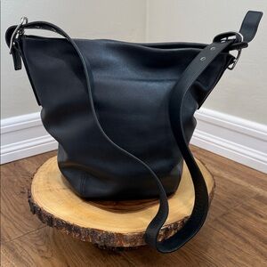 Coach Black Leather adjustable strap Bag